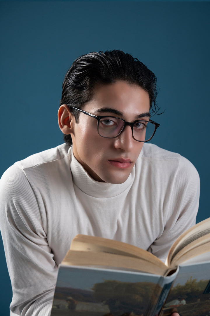 White Ribbed Mock Neck