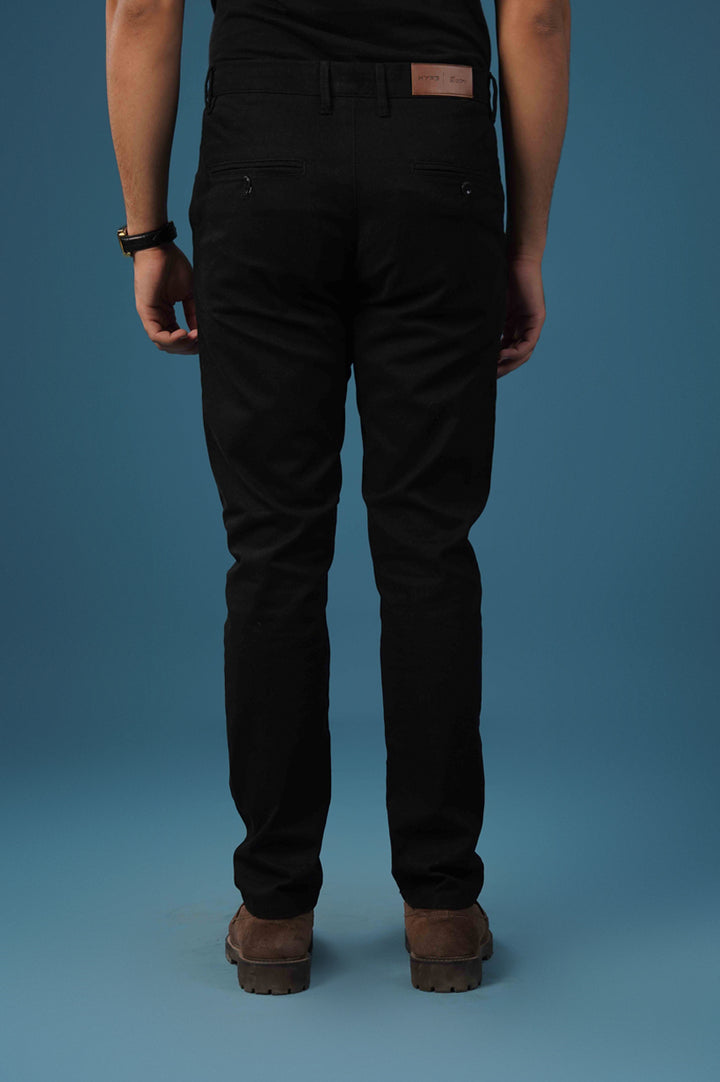 Classic Black Cotton Chinos