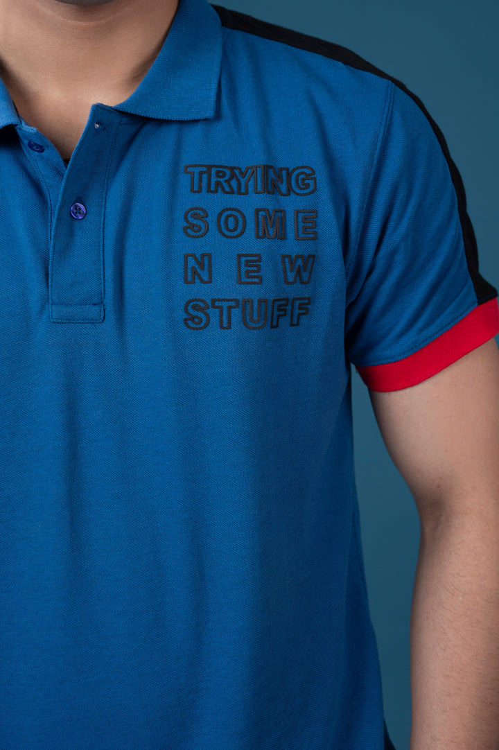 Blue Contrast Panel Polo