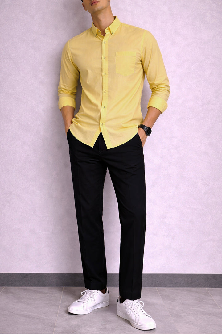 Mens Soft Cotton Semi Formal Shirt 002547-YLW