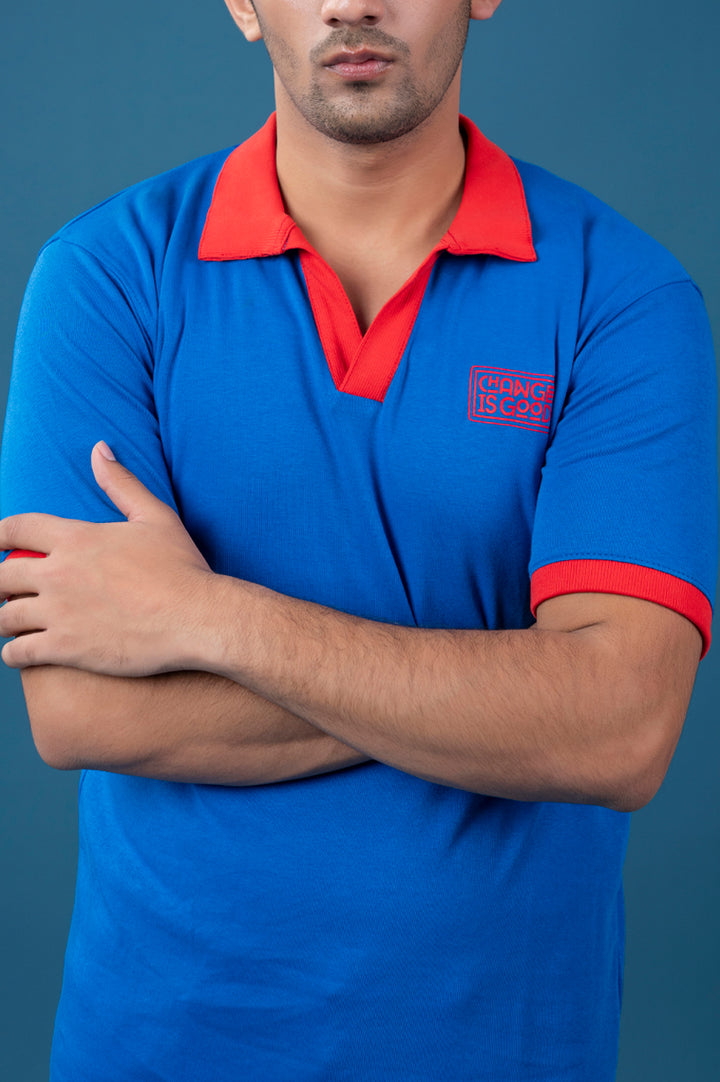 Ribbed Printed Pique Jhonny Collar Polo