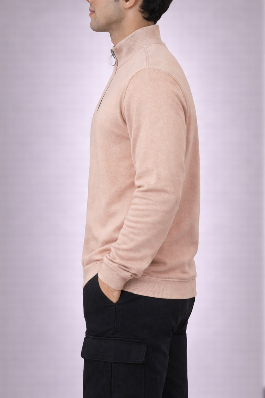 Ribbed Half Mock Neck Zipper 002789-SKN