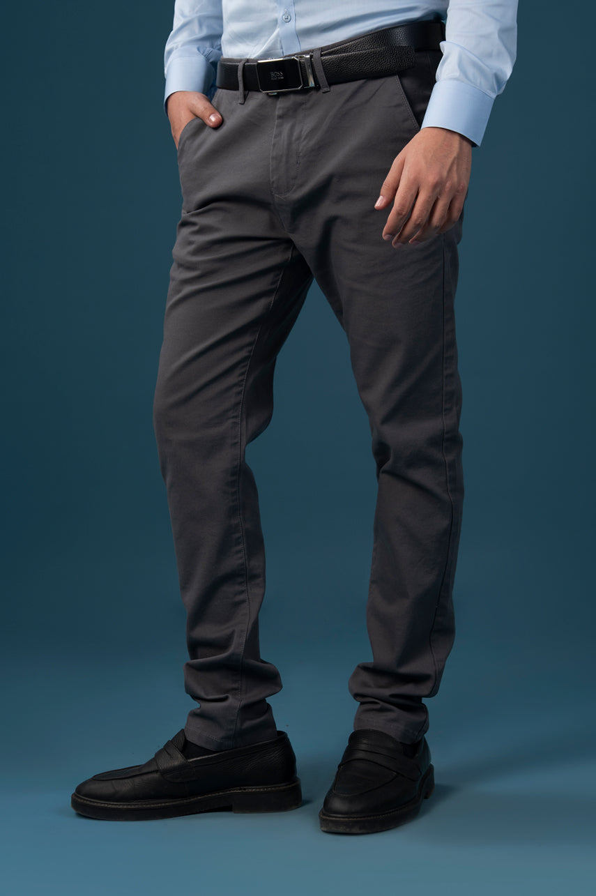 Slim Fit Formal Cotton Slate Line Pant