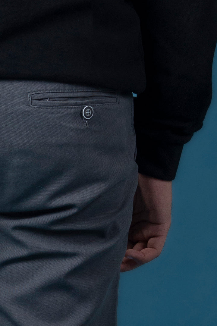 Charcoal Grey Cotton Chinos