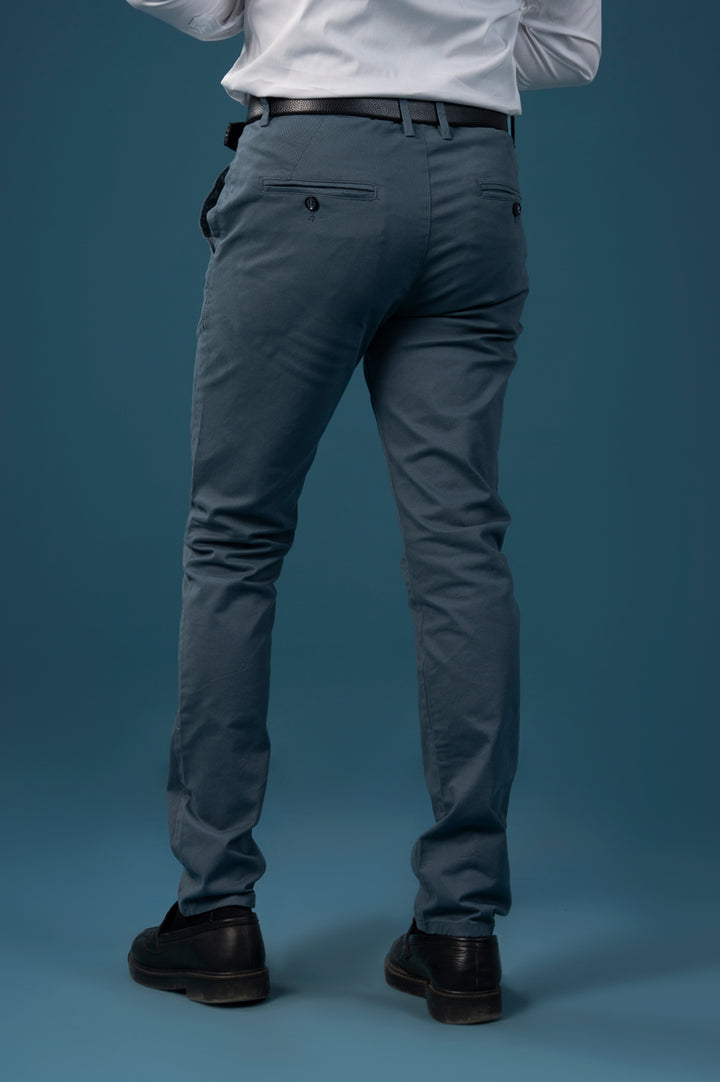 Slate Blue Cotton Chinos
