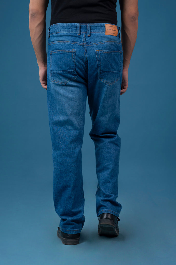 Mid Washed Straight Fit Jeans