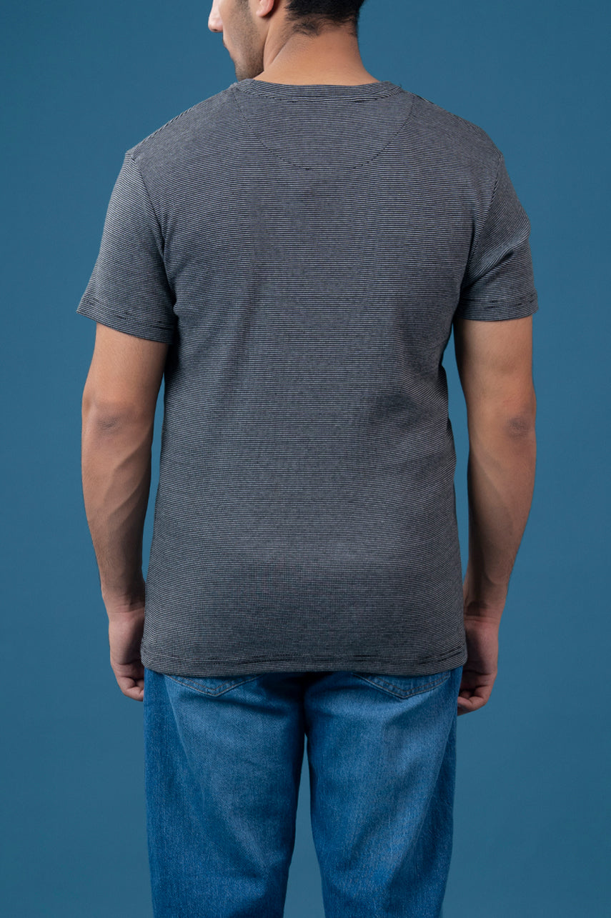 Charcoal Striped Knit T-Shirt