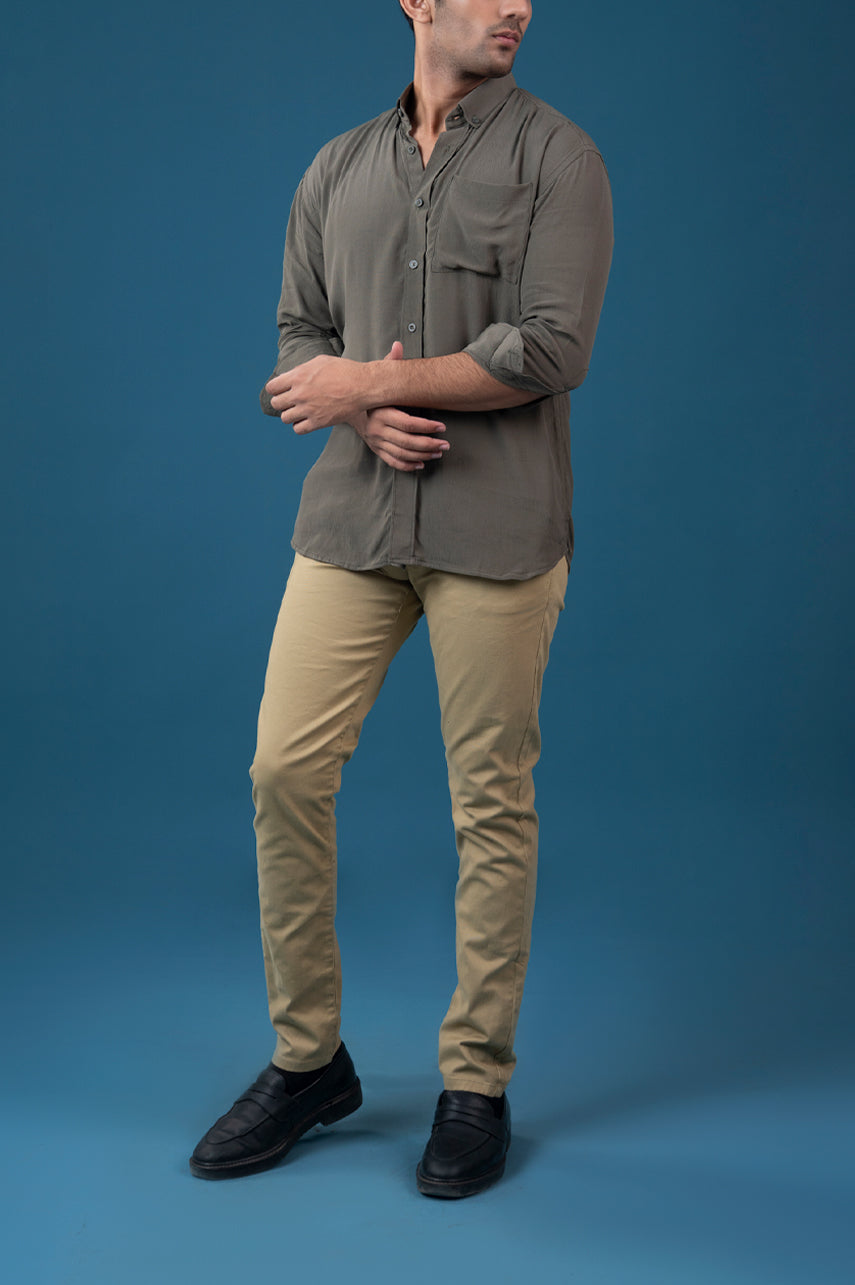 Viscose Blend Button Down Oversized Shirt