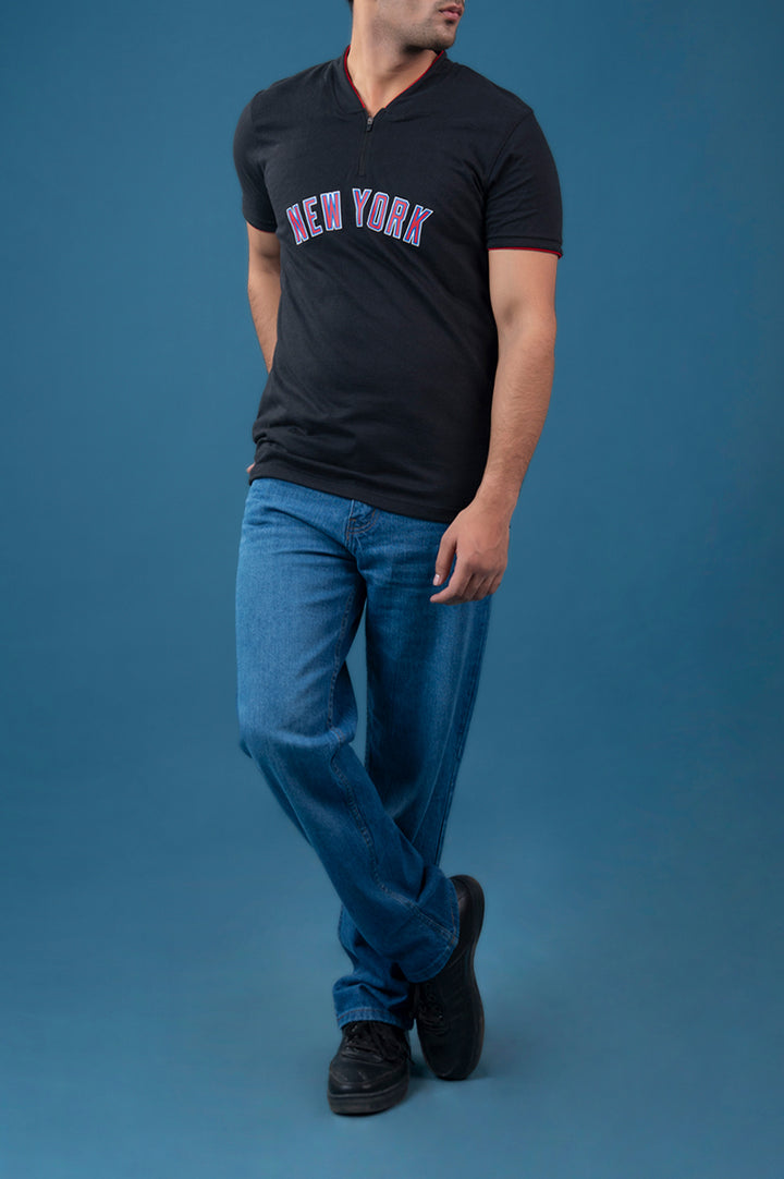 Printed Half Zip Heavy Rib Polo