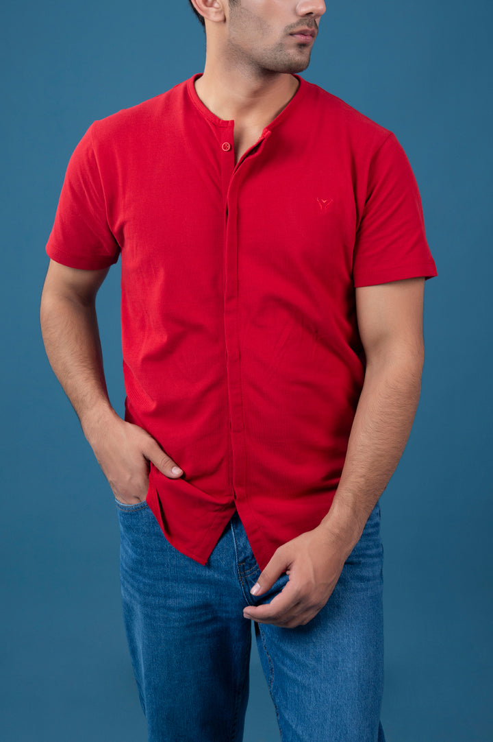 Breathable Pique Concealed Button Down Shirt