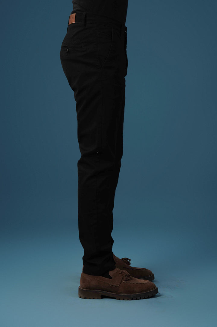 Classic Black Cotton Chinos