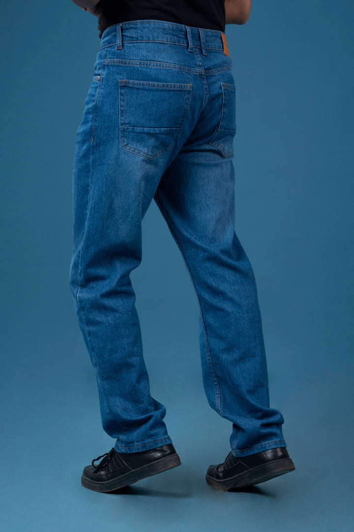 Mid Washed Straight Fit Jeans