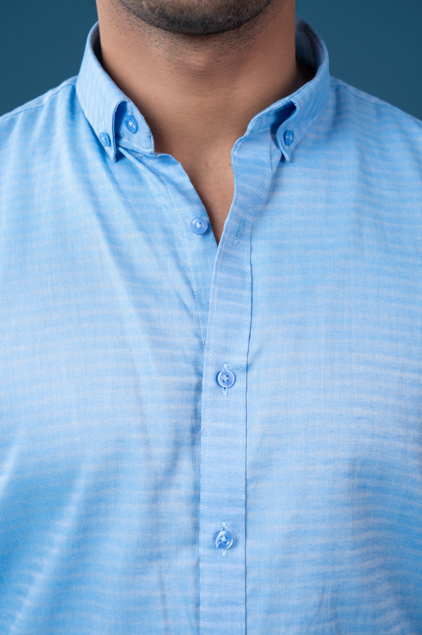 Sky Blue Check Semi Formal Shirt