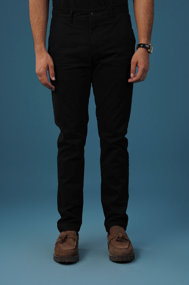 Classic Black Cotton Chinos