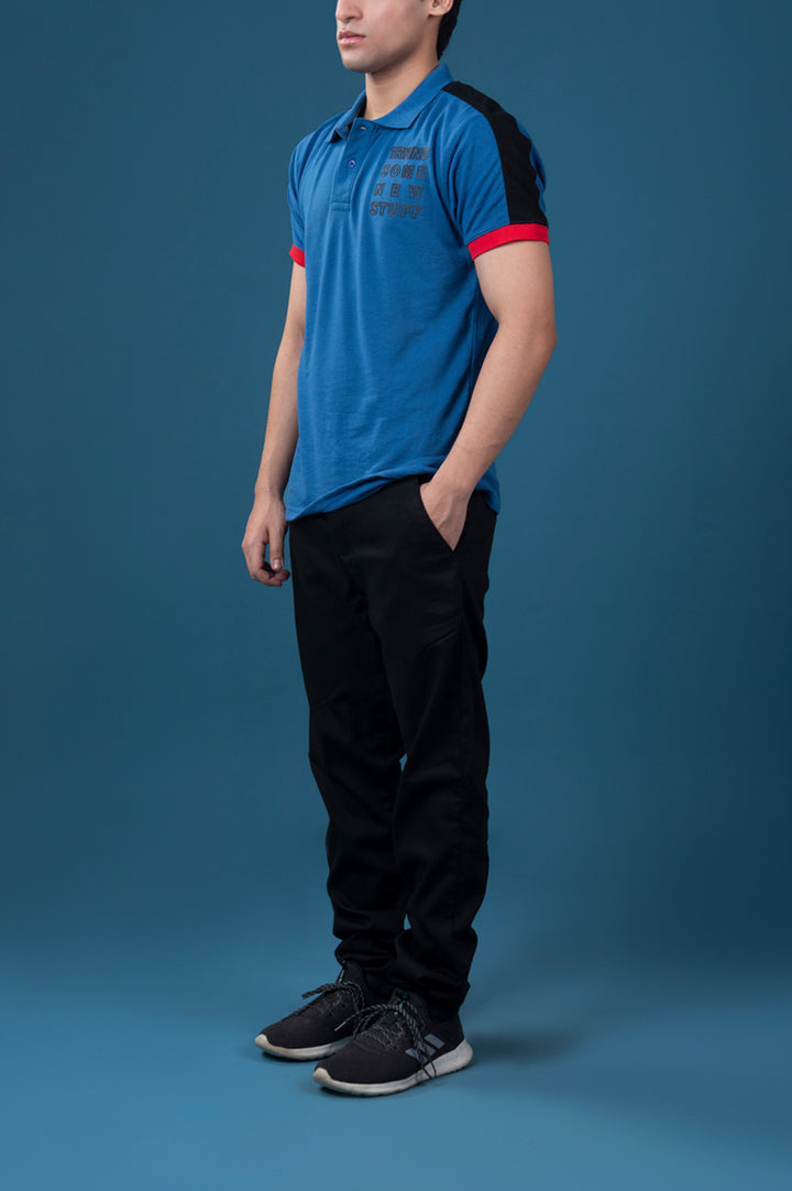 Blue Contrast Panel Polo