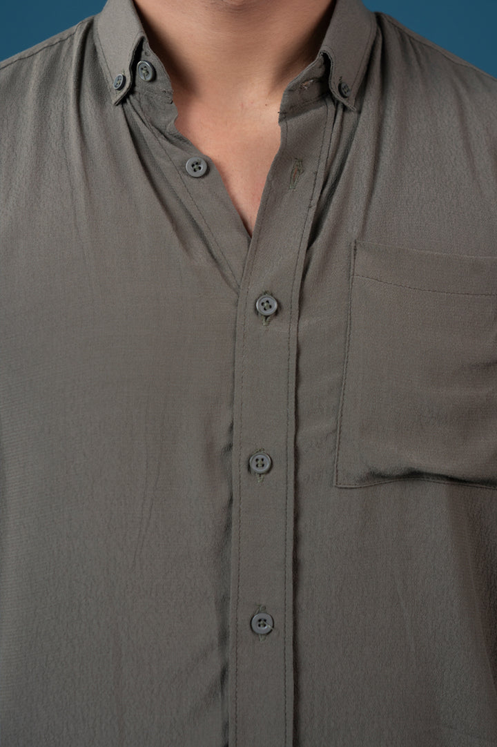 Viscose Blend Button Down Oversized Shirt