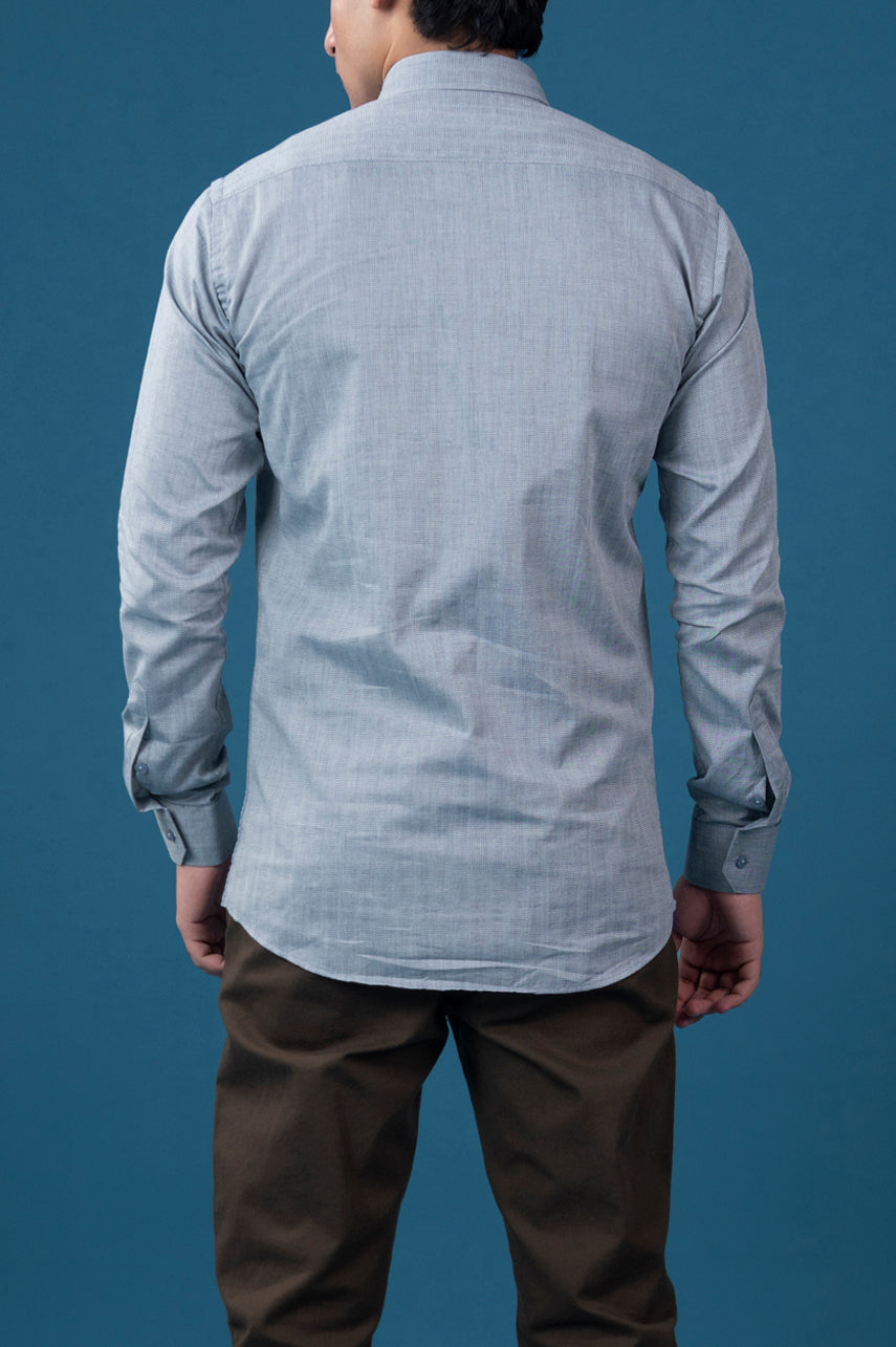 Grey Striped Semi Formal Shirt