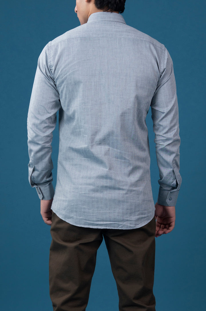 Grey Striped Semi Formal Shirt