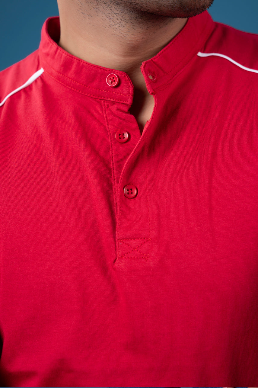 Piping Detail Ban Style Polo