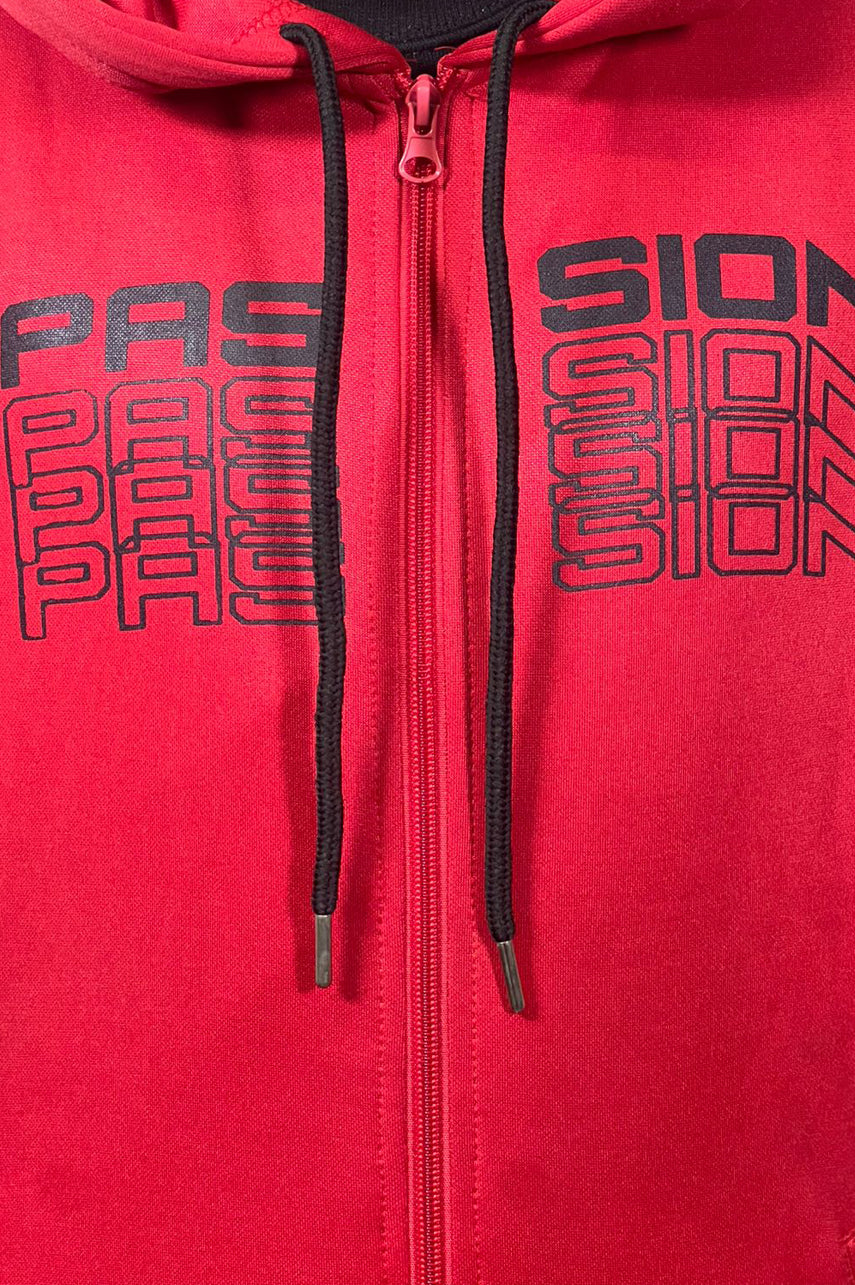 Zipper Dri Fit Printed Hoodie 002317-RED