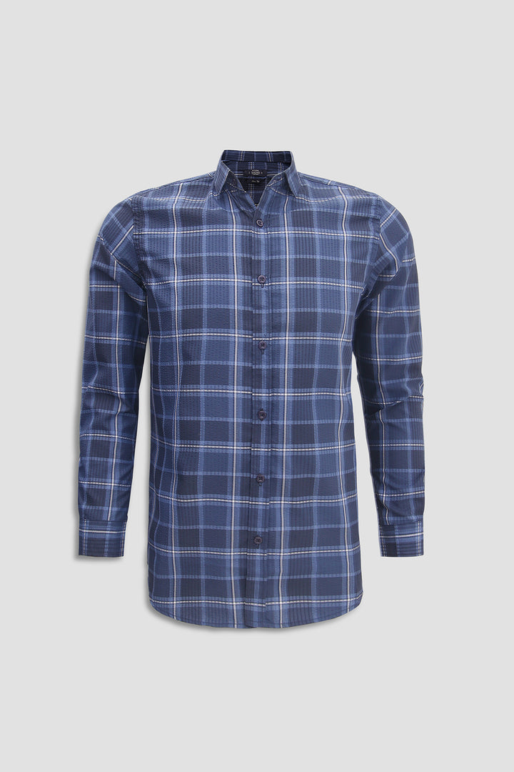 Seersucker Fabric Checkered Shirt