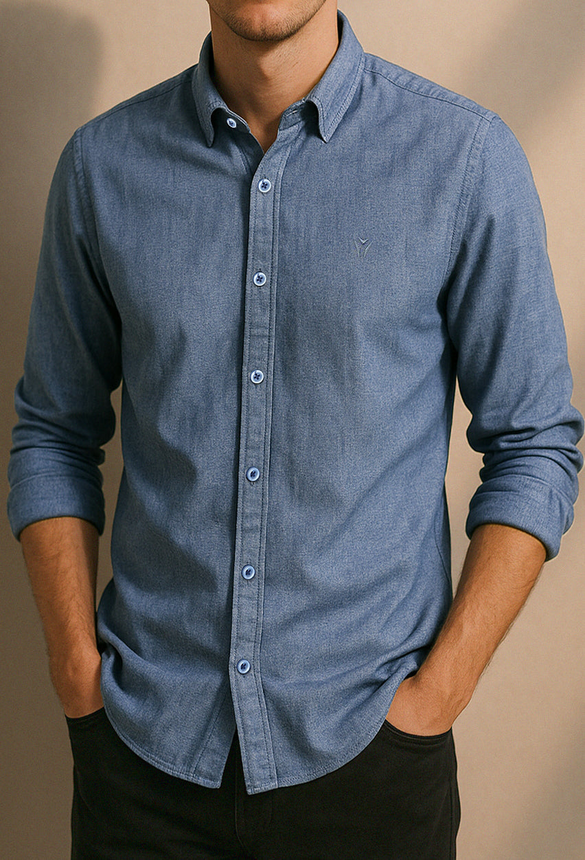 Daily Wear Linen Logo Embroidered Shirt-3