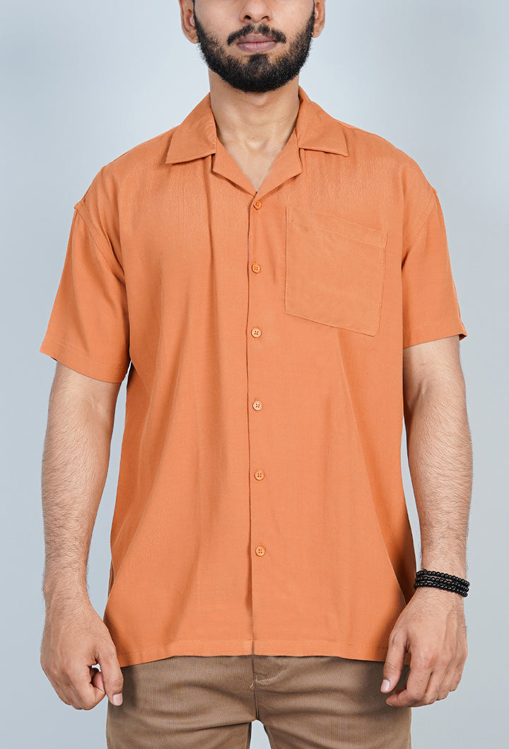 Cuban Collar Oversized Half Sleeves Shirt