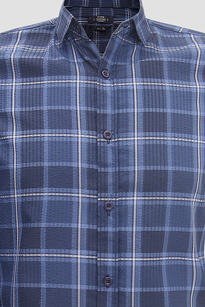 Seersucker Fabric Checkered Shirt