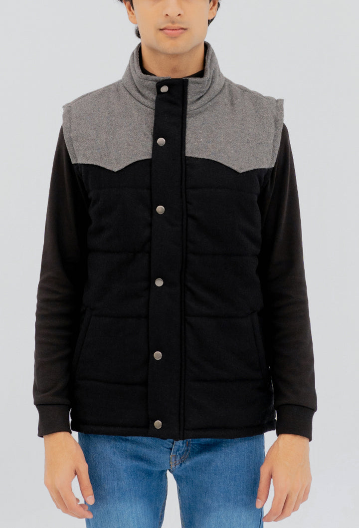 Woollen Panel Sleeveless Jacket
