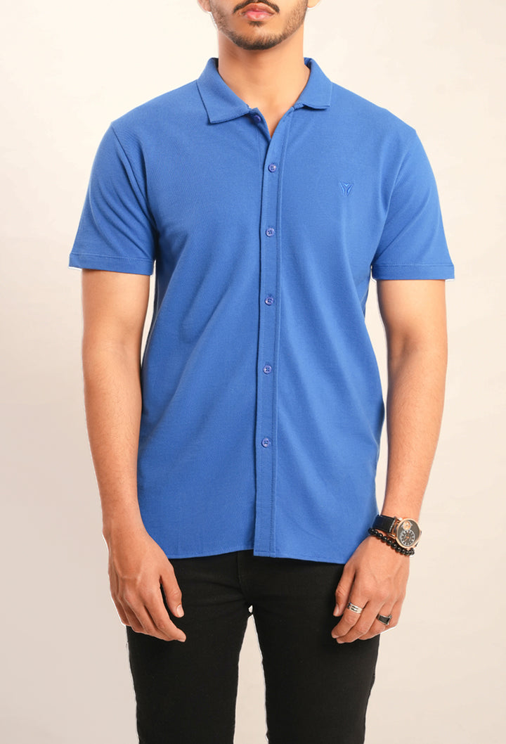 Breathable Pique Button Down Collar Shirt