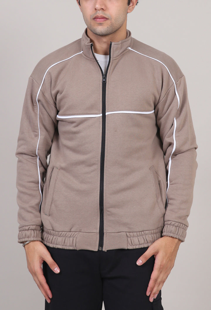 Piping Mock Neck Zipper