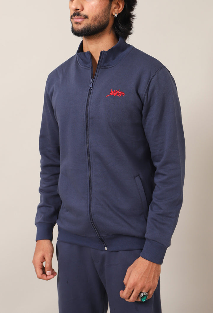 Embroidered Mock Neck Zipper
