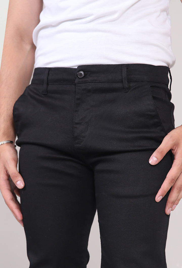 Cross Pocket Jet Black Cotton Pant