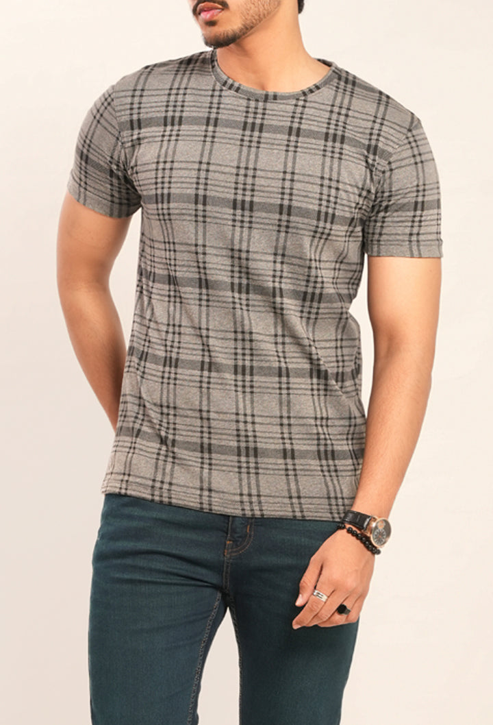 Checkered Soft Jersey Slim Fit T-Shirt
