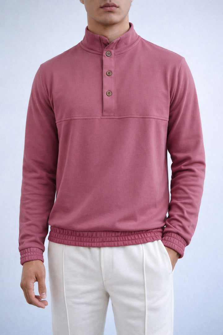 BUTTON UP MOCK NECK 002766-PRP