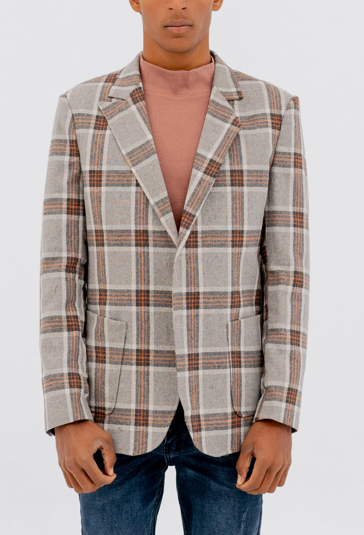 Checkered Wool Outerwear Coat