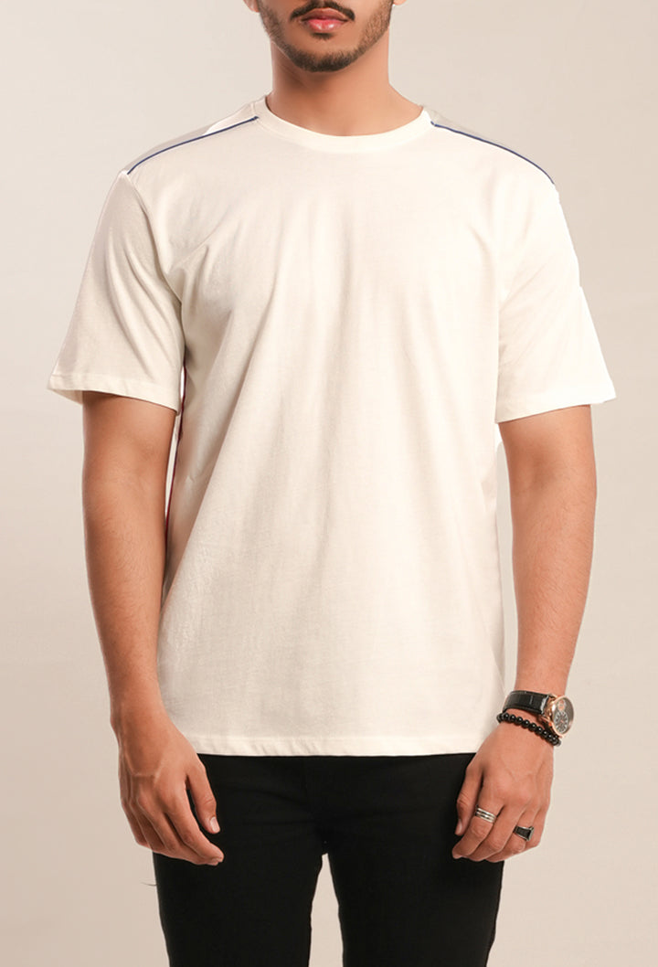 Piping Detail Soft Jersey Relaxed Fit T-Shirt