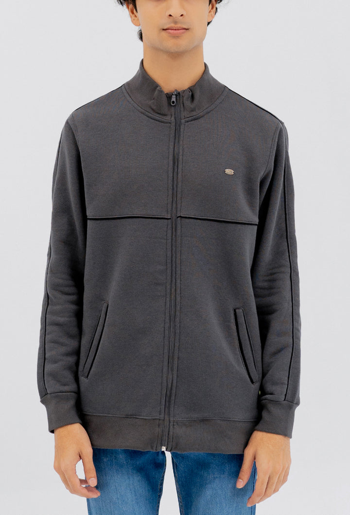 Piping Mock Neck Flees Zipper