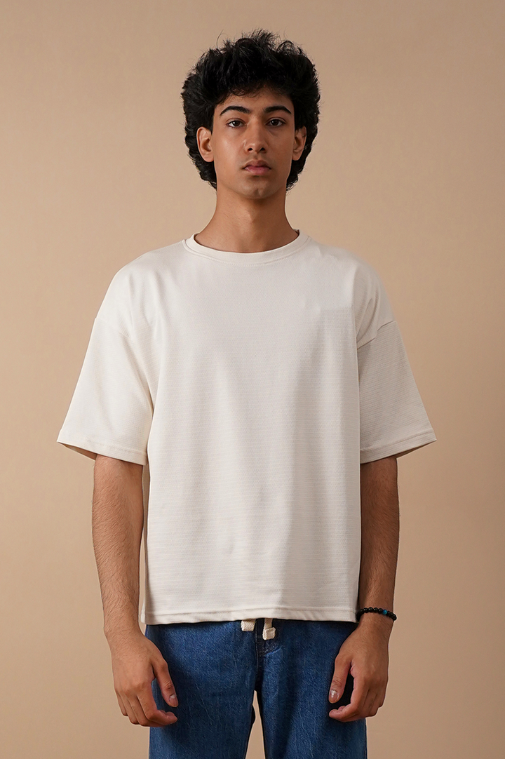 Premium Textured Oversized T-Shirt – White
