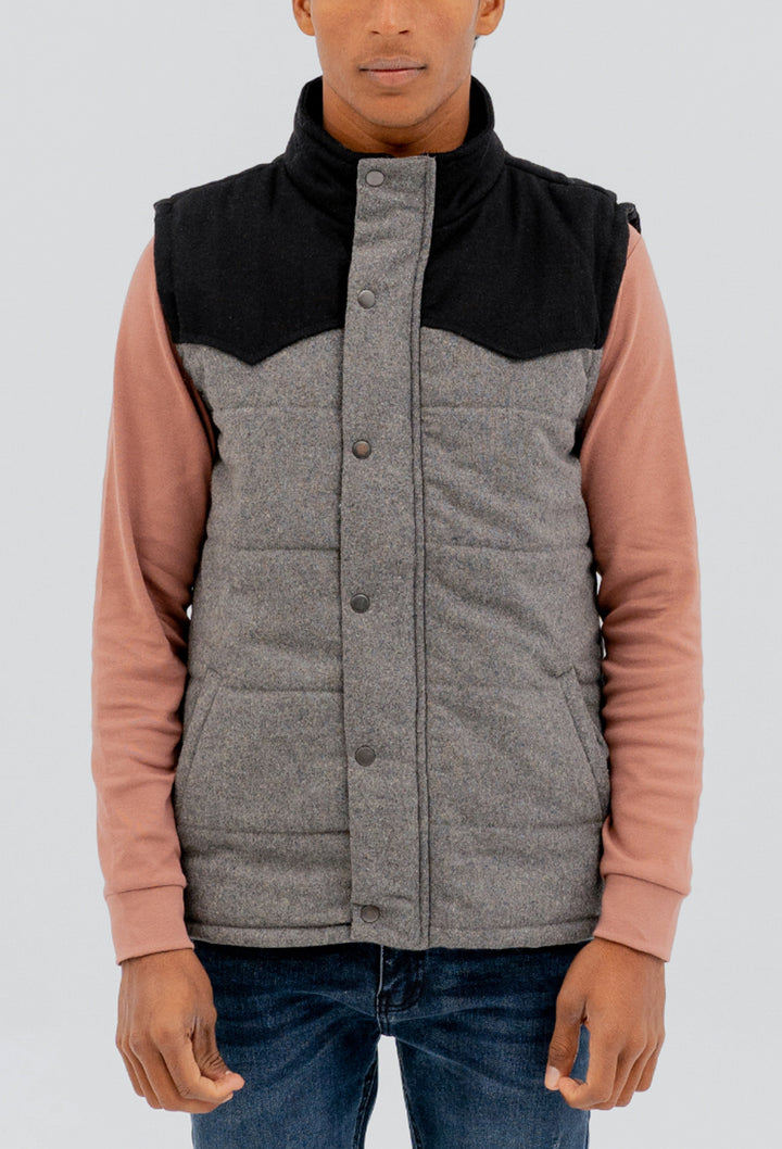 Woollen Panel Sleeveless Jacket