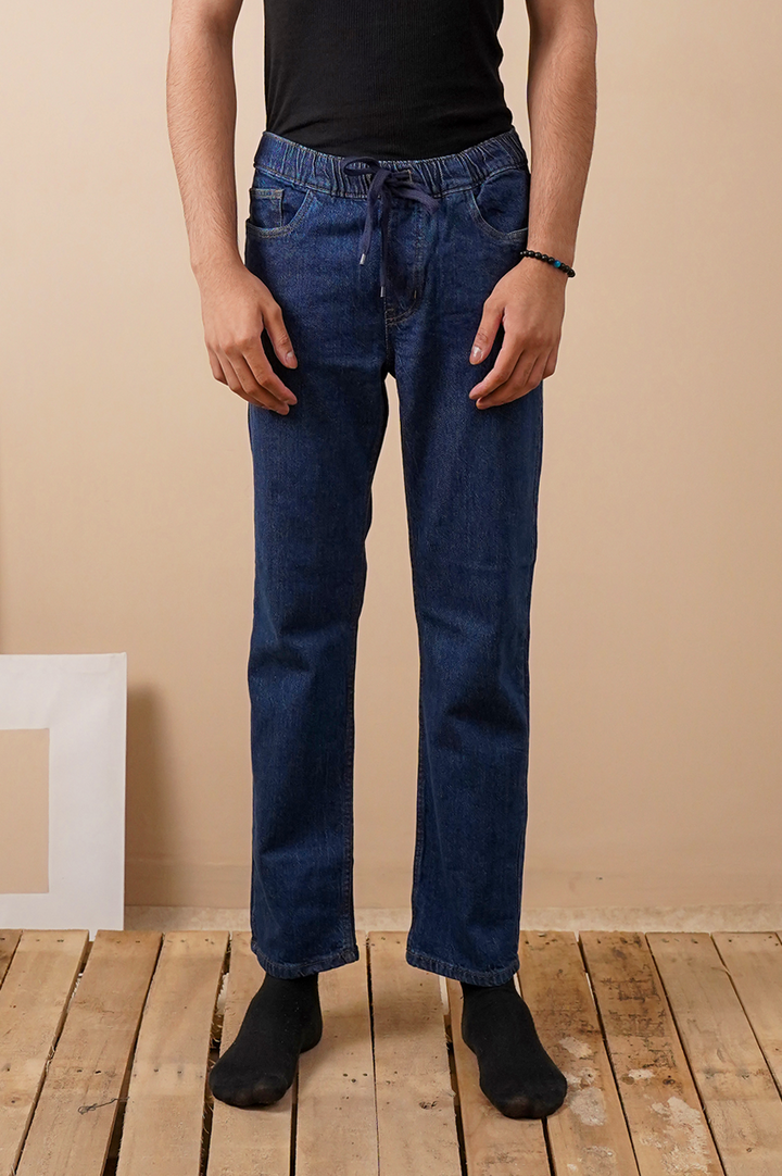 Straight Fit Denim Drawstring Trouser