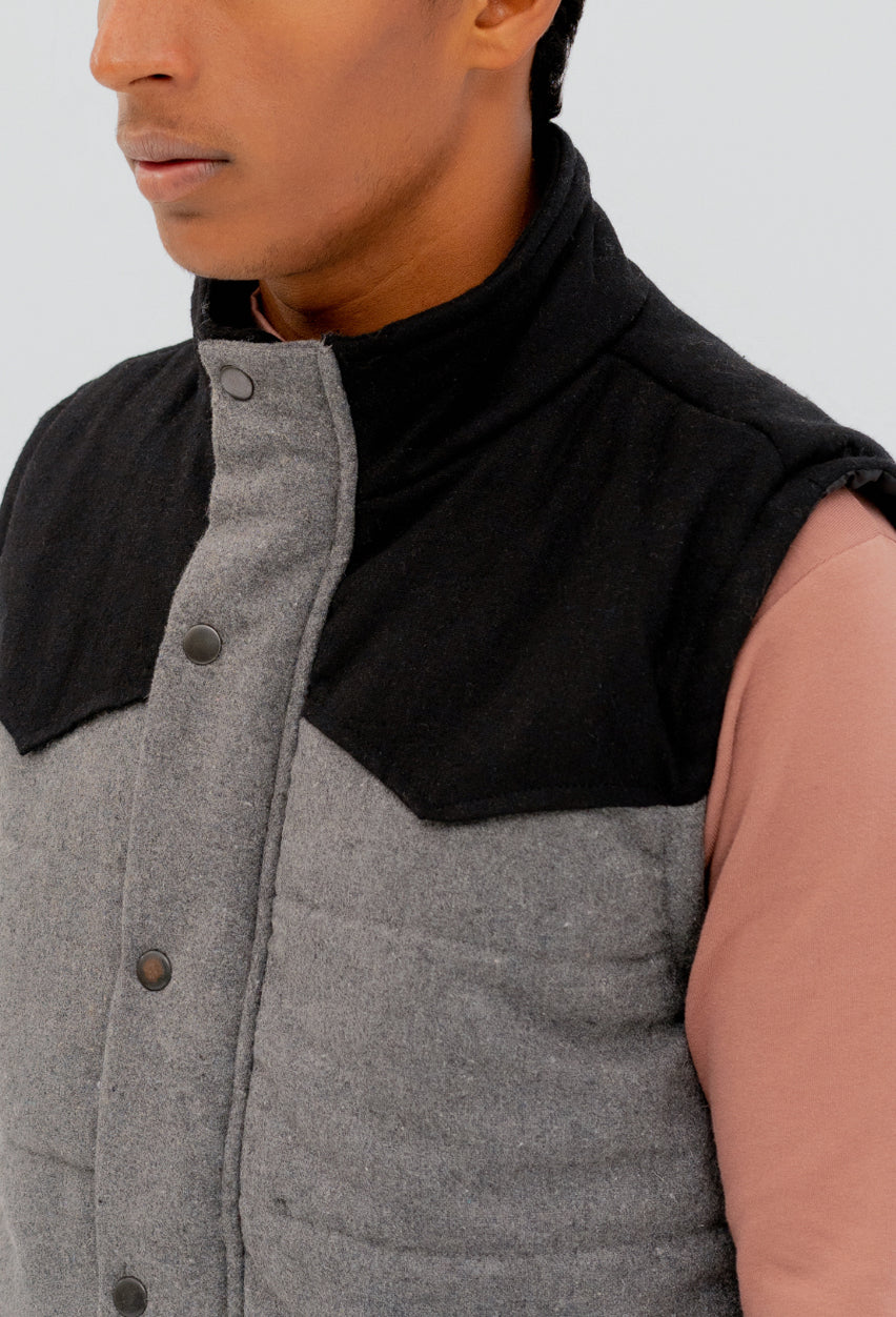 Woollen Panel Sleeveless Jacket