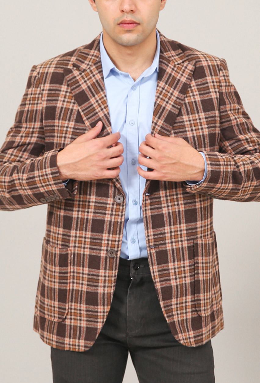 Checkered Woolen Blazer