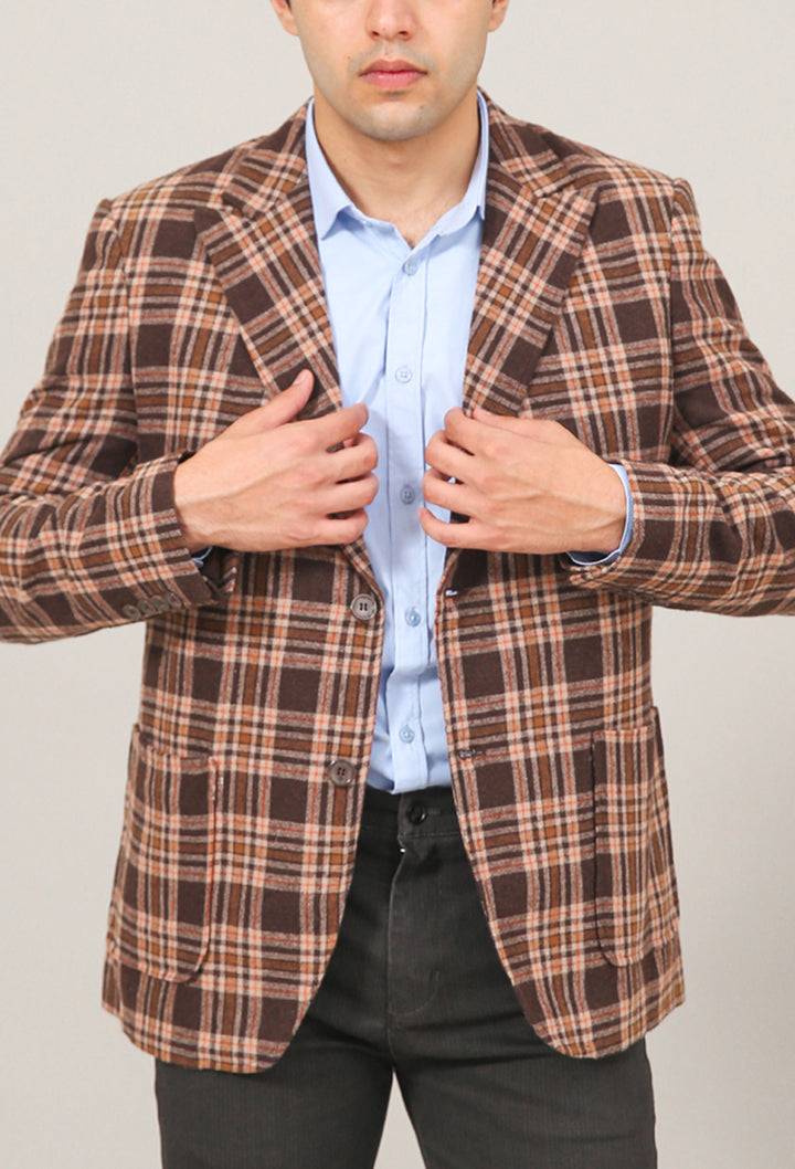 Checkered Woolen Blazer