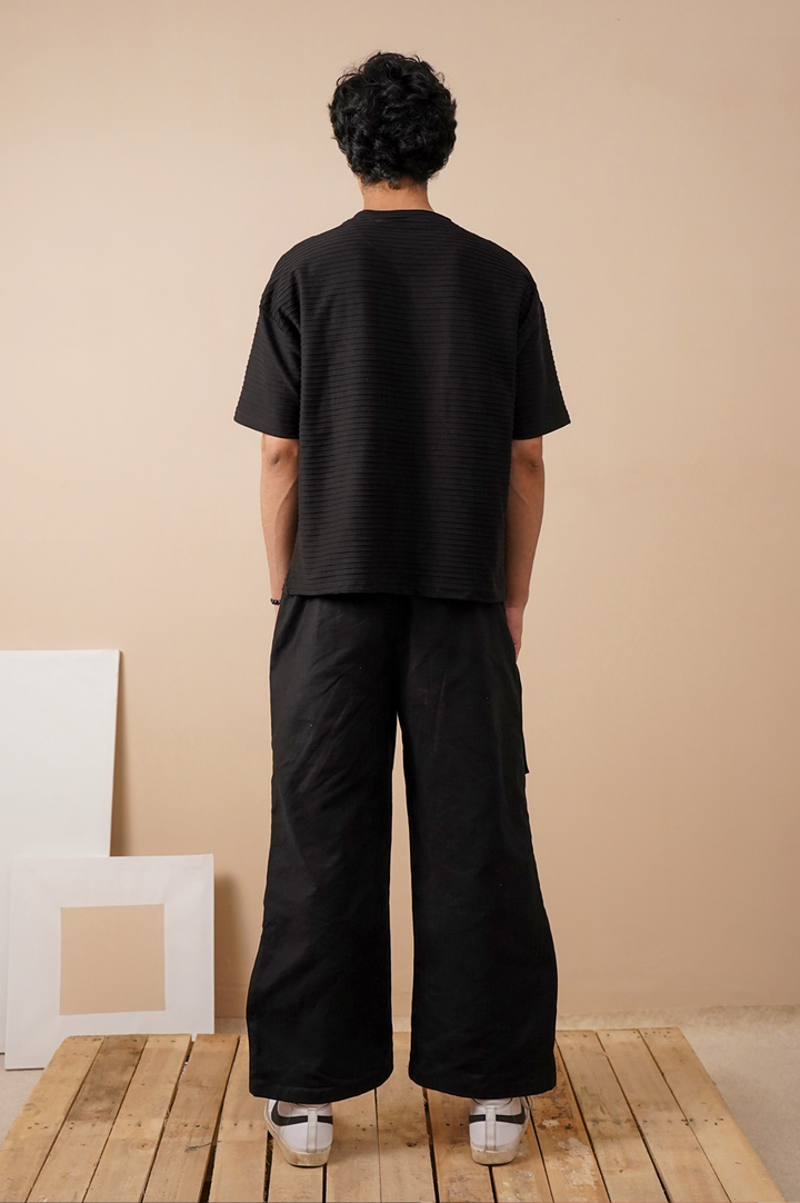 Premium Textured Oversized T-Shirt – Black