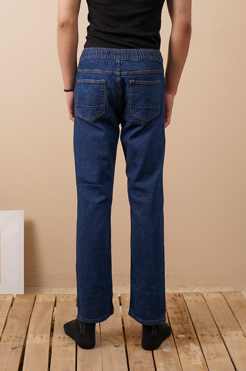 Straight Fit Denim Drawstring Trouser