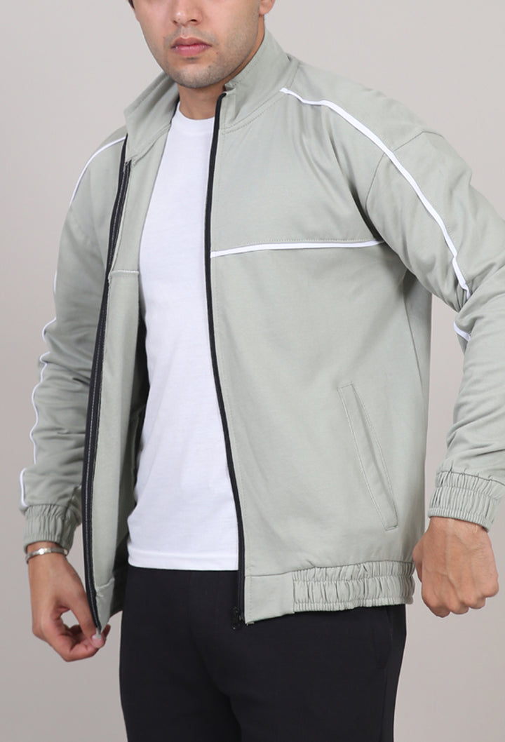 Piping Mock Neck Zipper