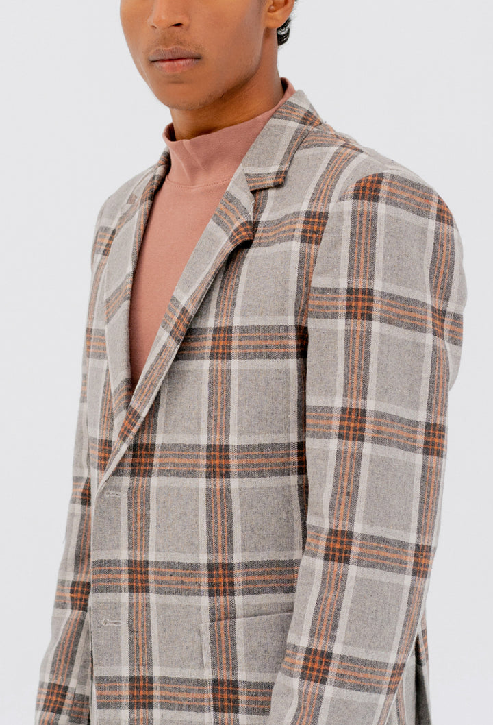 Checkered Wool Outerwear Coat