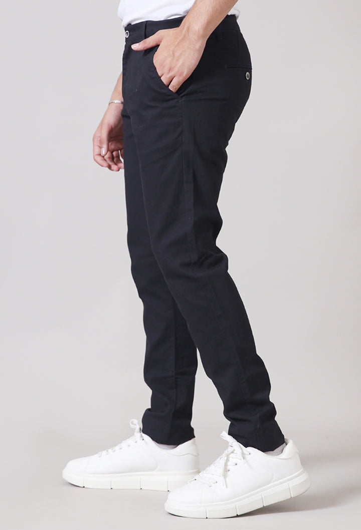 Cross Pocket Jet Black Cotton Pant