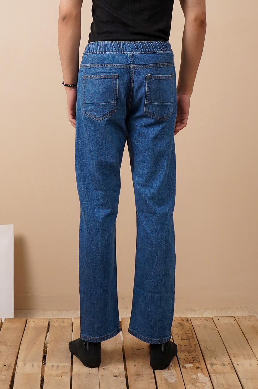 Straight Fit Denim Drawstring Trouser